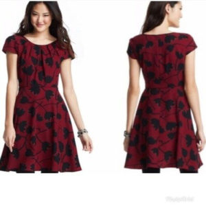 Ann Taylor LOFT XS 2 Burgundy Red Black dress